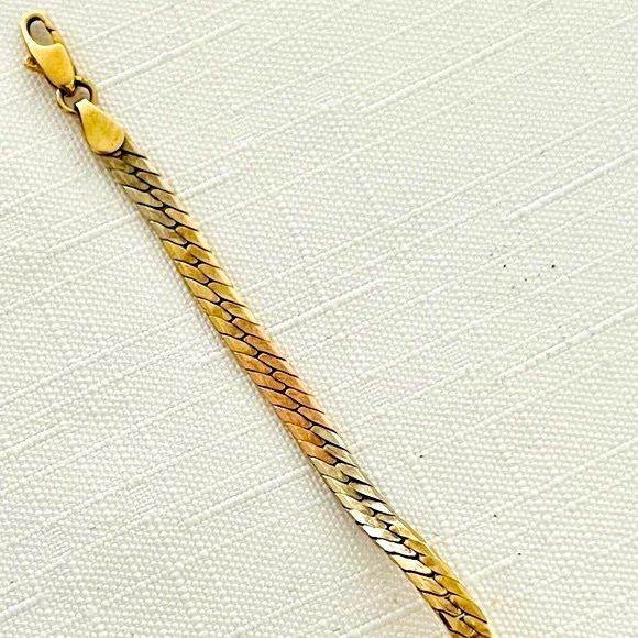 Bracelet~Italy 14K & 3~Garnets / Stamped / Vintage - Picture 14 of 16